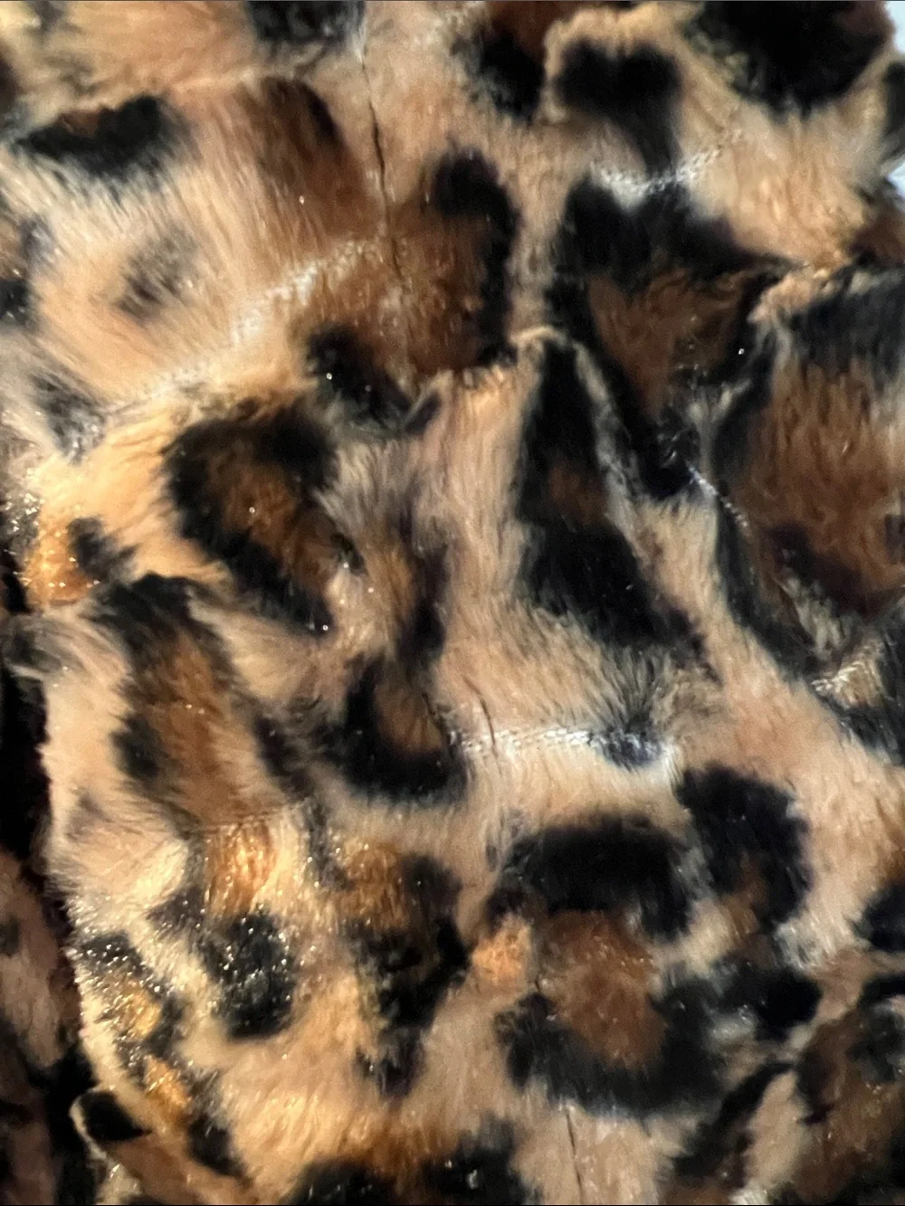 Faux Fur Leopard Print Scarf - Brown & Black